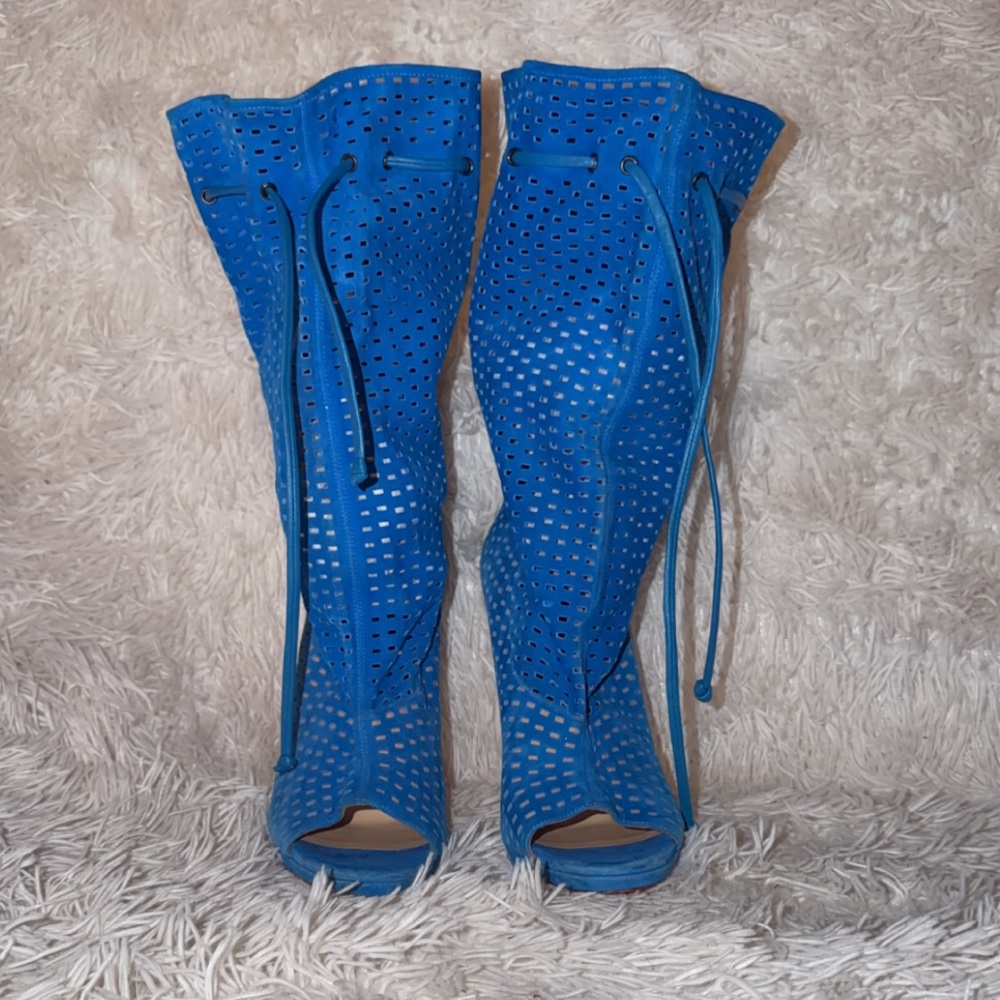 Christian Louboutin Blue Perforated Heels